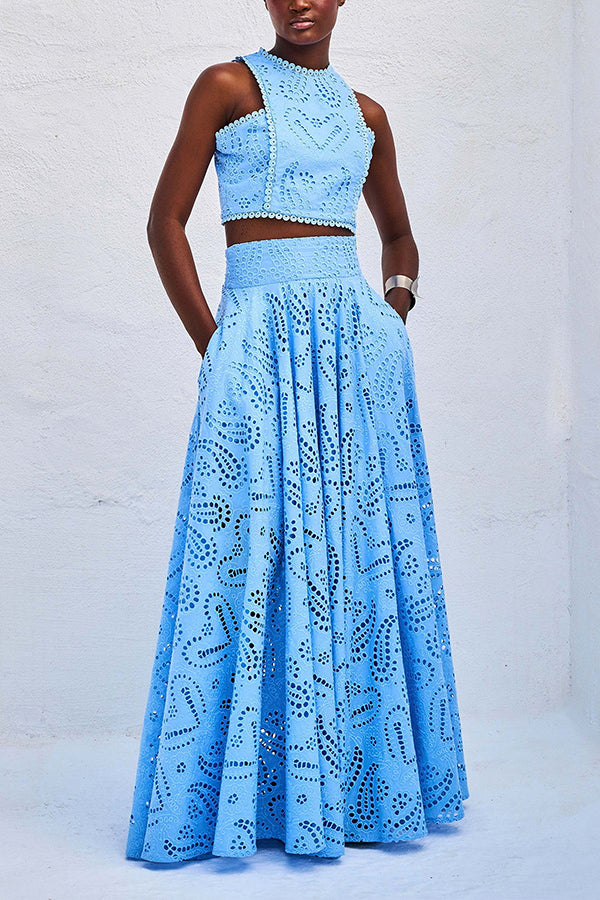 Embroidered Lace Maxi Skirt