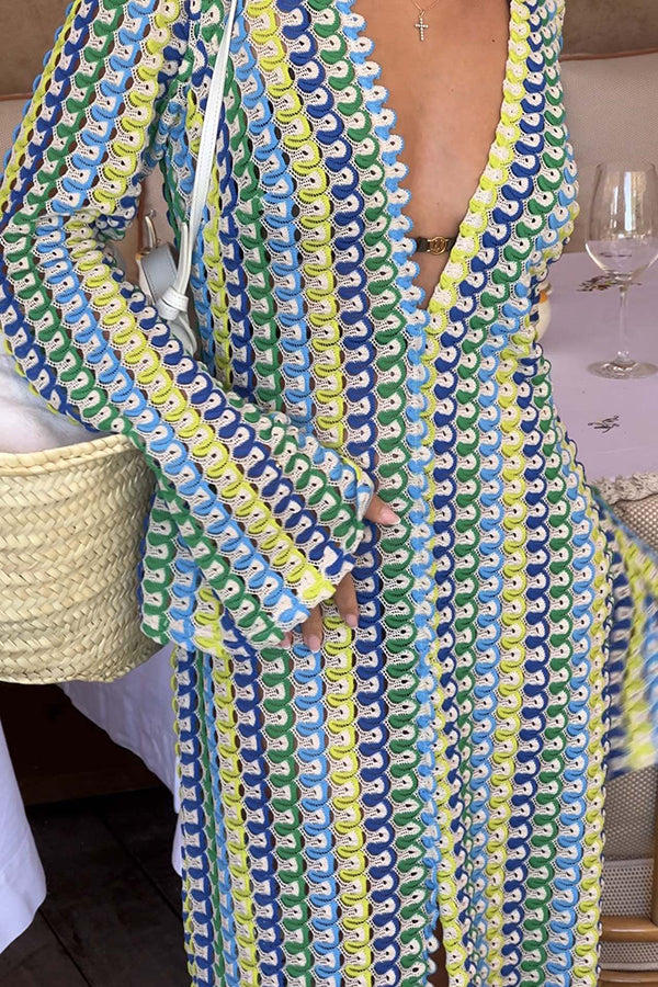 Wave Print Knit Maxi Dress