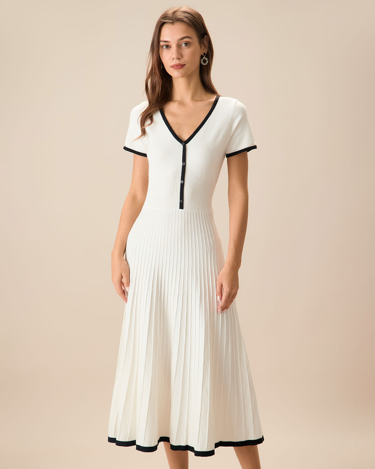 White Dress Contrast Sweater