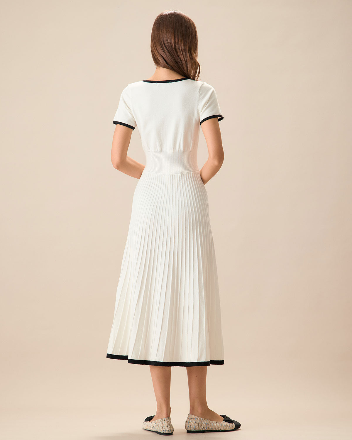 White Dress Contrast Sweater