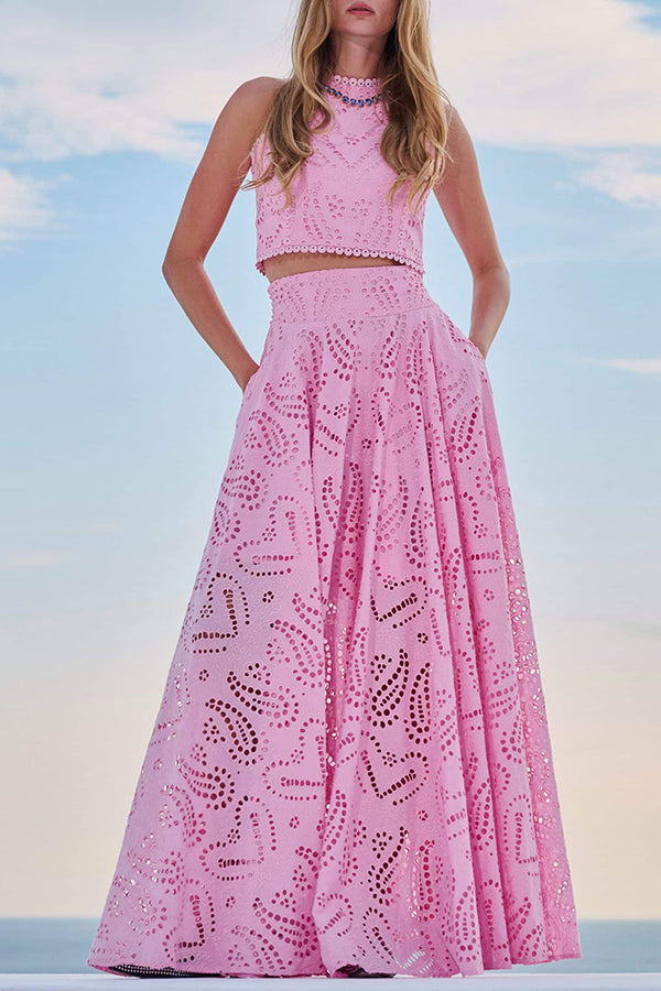Embroidered Lace Maxi Skirt
