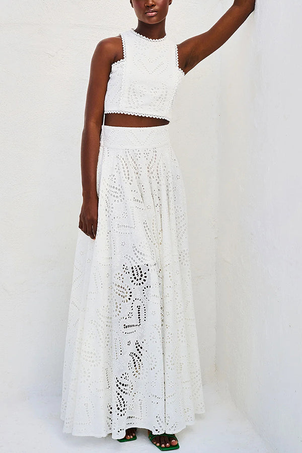 Embroidered Lace Maxi Skirt