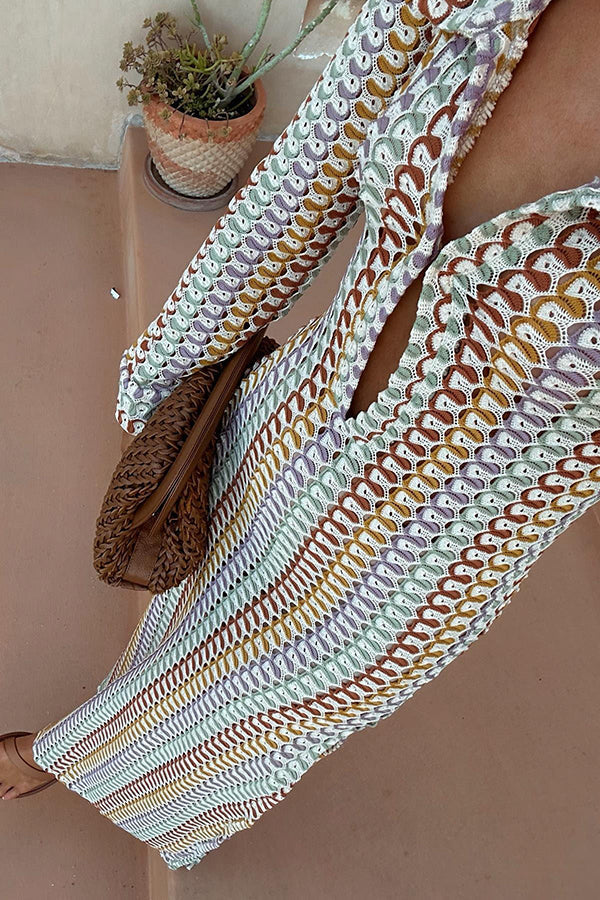Wave Print Knit Maxi Dress