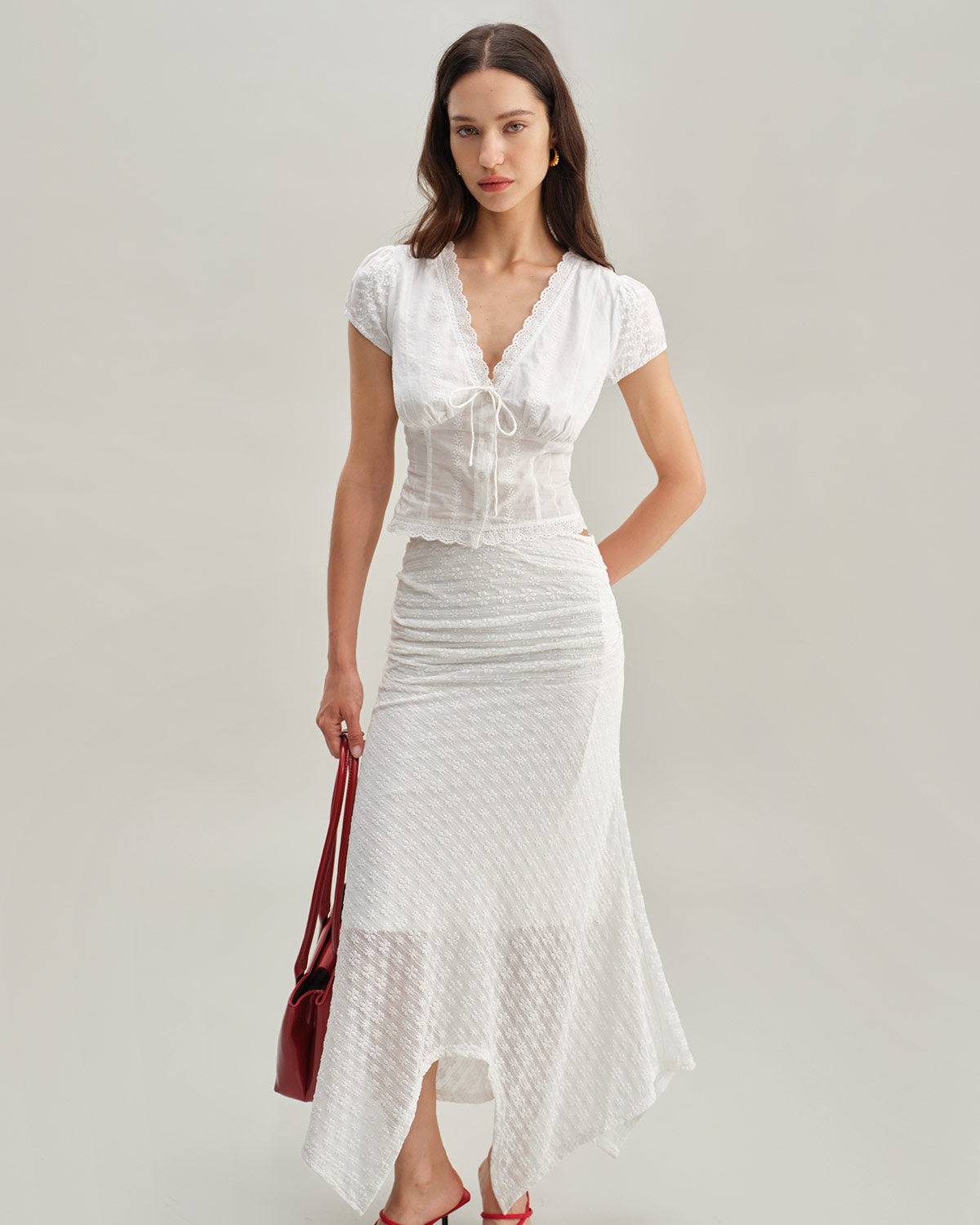 White Flutter Sleeve Blouse