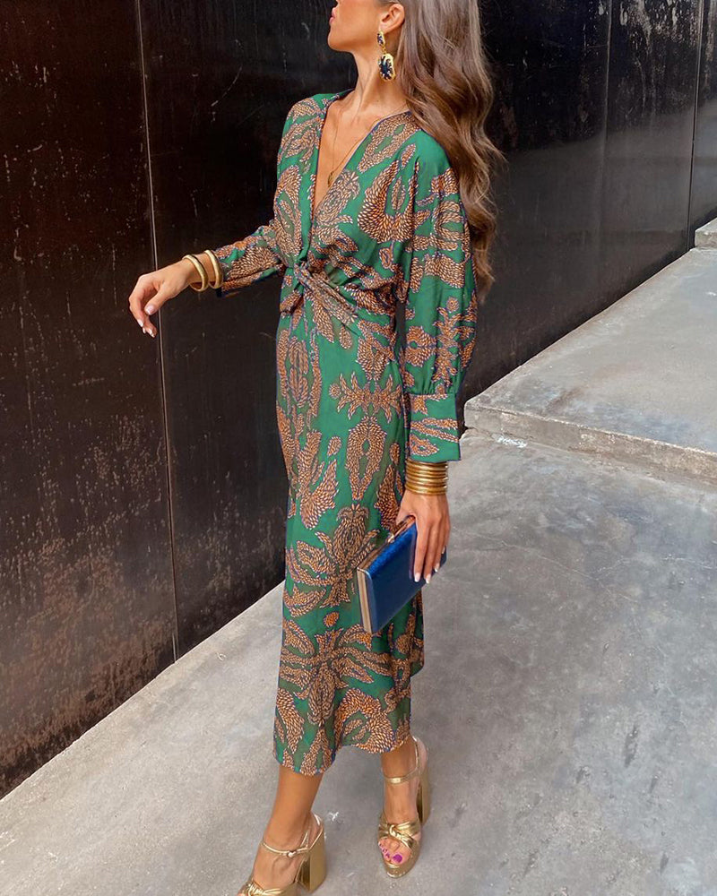 Vintage V-neck Elegant Dress