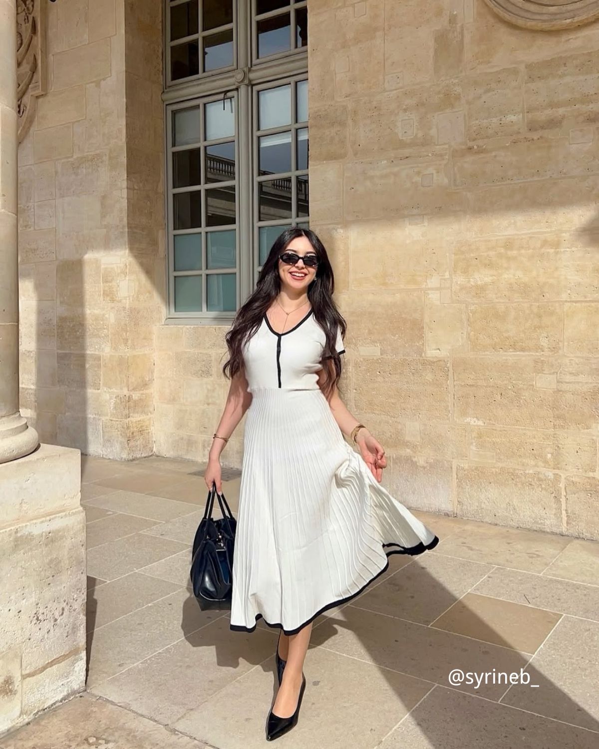 White Dress Contrast Sweater