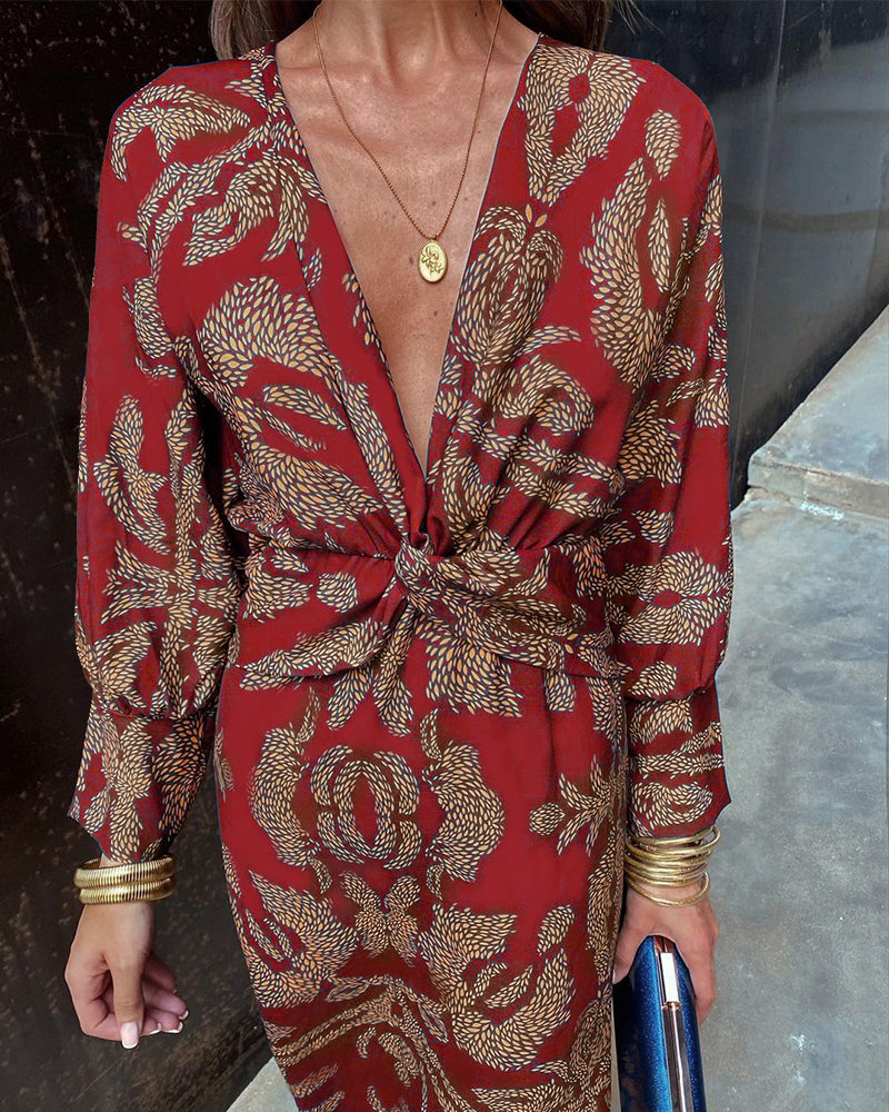 Vintage V-neck Elegant Dress