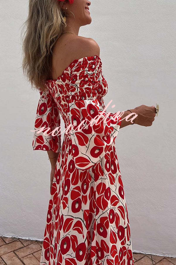 Floral Smocked Off-Shoulder Maxi Dress
