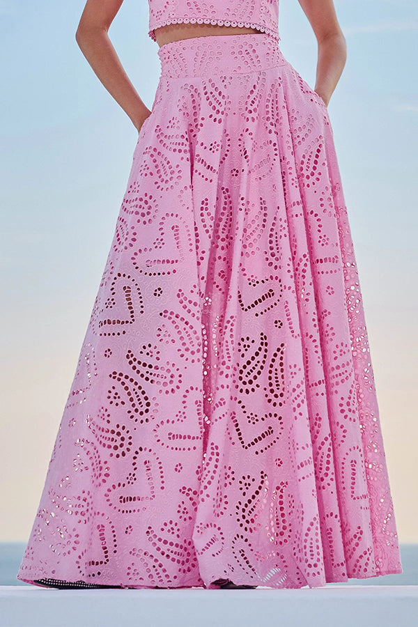 Embroidered Lace Maxi Skirt