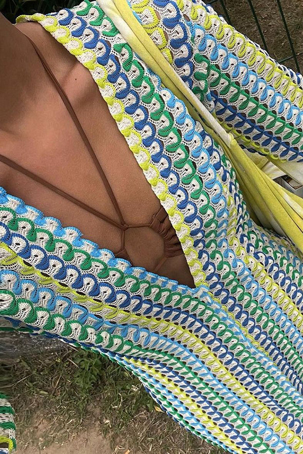 Wave Print Knit Maxi Dress