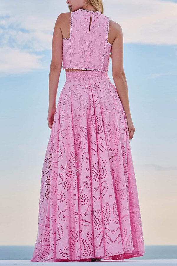 Embroidered Lace Maxi Skirt