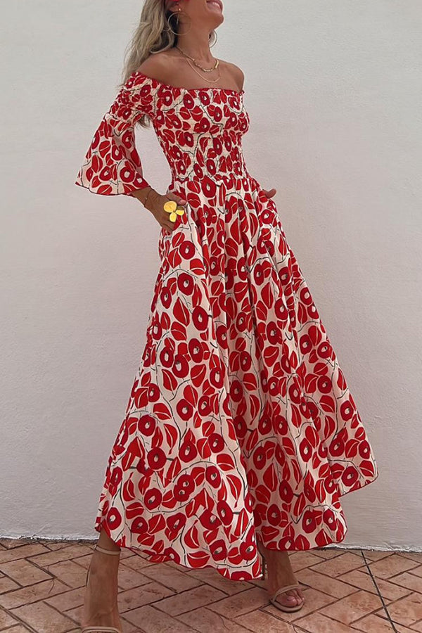 Floral Smocked Off-Shoulder Maxi Dress
