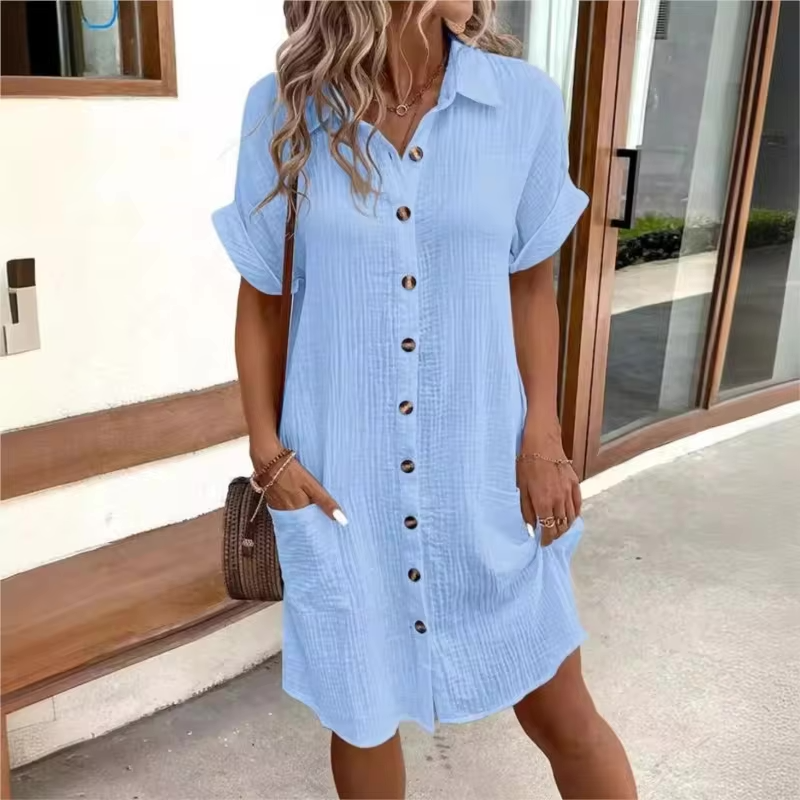 Linen Pocket Shirt Dress