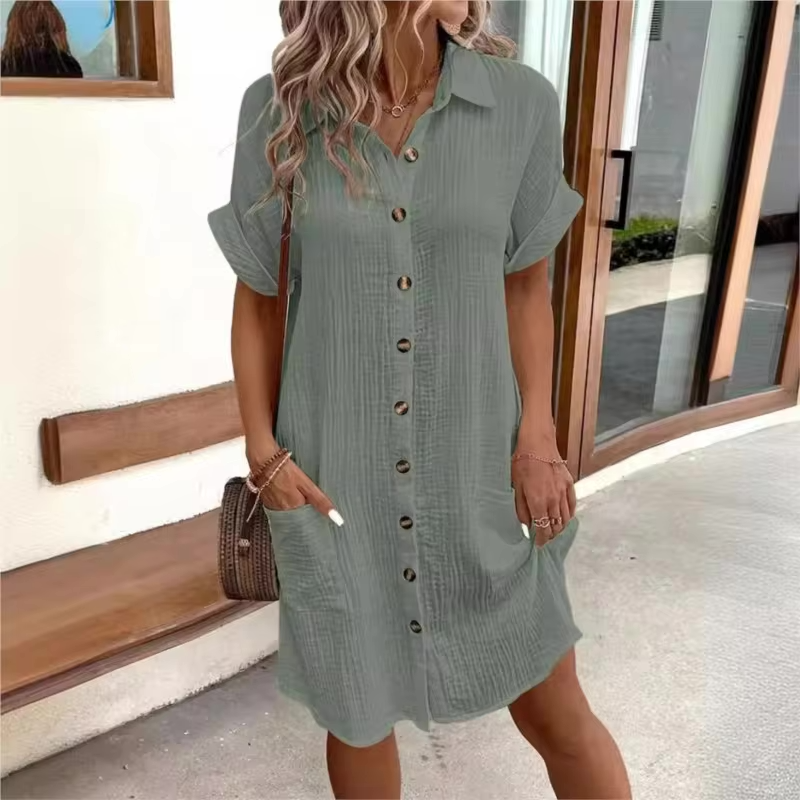 Linen Pocket Shirt Dress