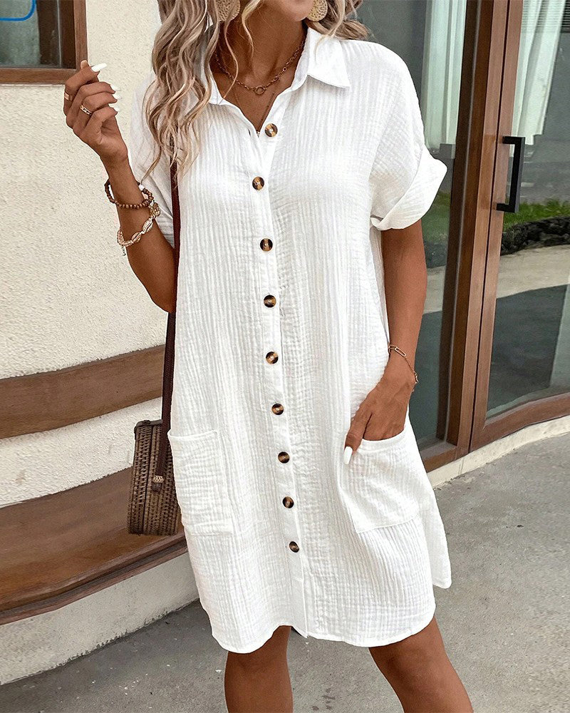 Linen Pocket Shirt Dress