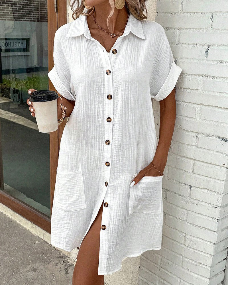 Linen Pocket Shirt Dress