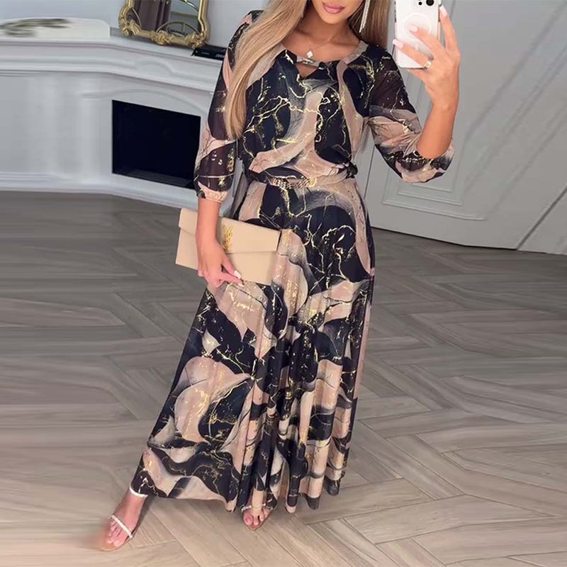 Printed Waist Midi Dress