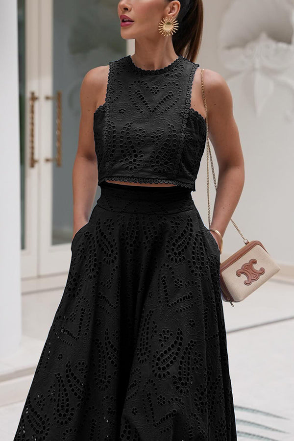 Embroidered Lace Maxi Skirt