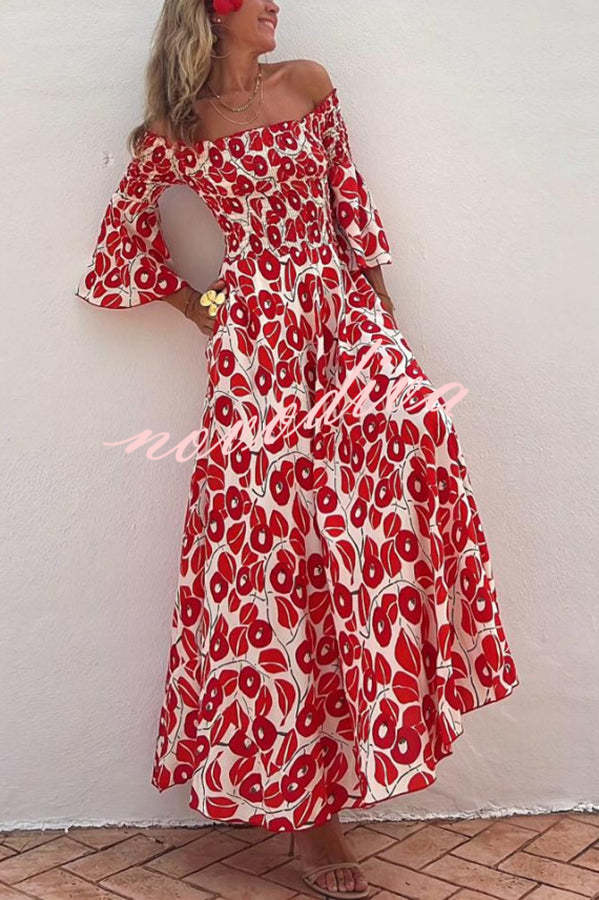 Floral Smocked Off-Shoulder Maxi Dress