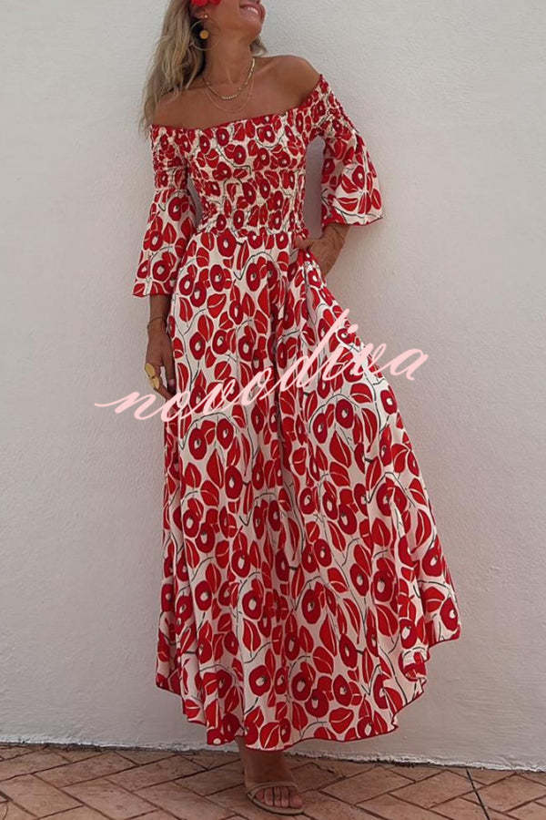 Floral Smocked Off-Shoulder Maxi Dress