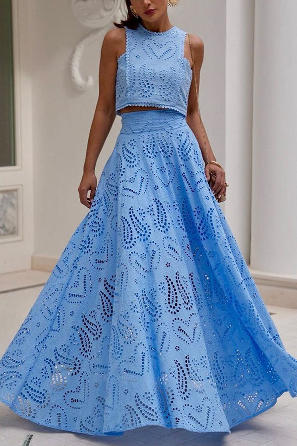 Embroidered Lace Maxi Skirt