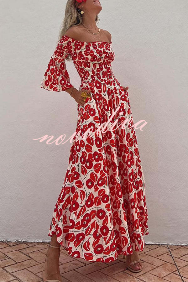 Floral Smocked Off-Shoulder Maxi Dress
