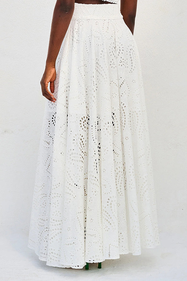 Embroidered Lace Maxi Skirt