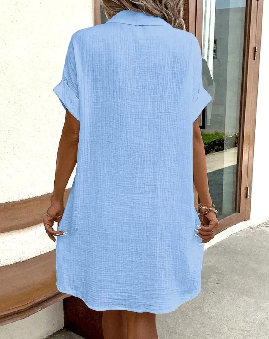Linen Pocket Shirt Dress