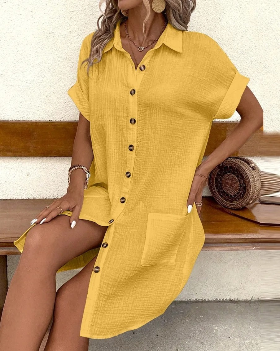 Linen Pocket Shirt Dress