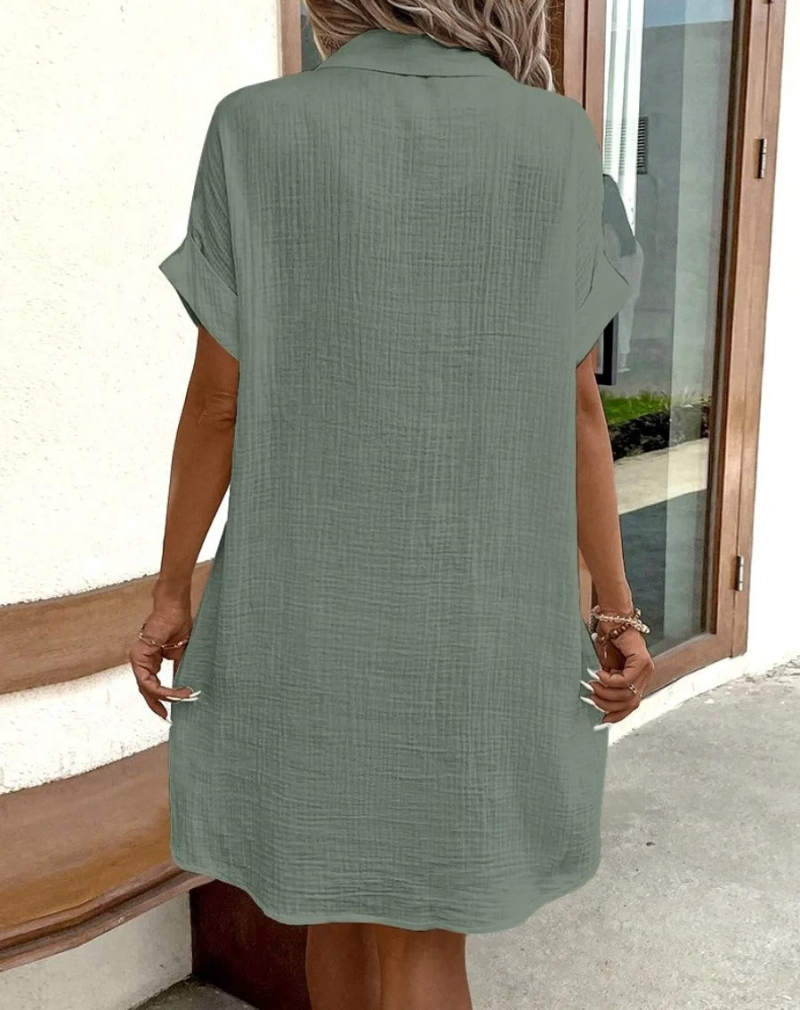 Linen Pocket Shirt Dress