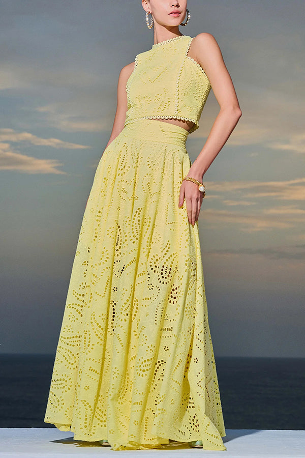 Embroidered Lace Maxi Skirt