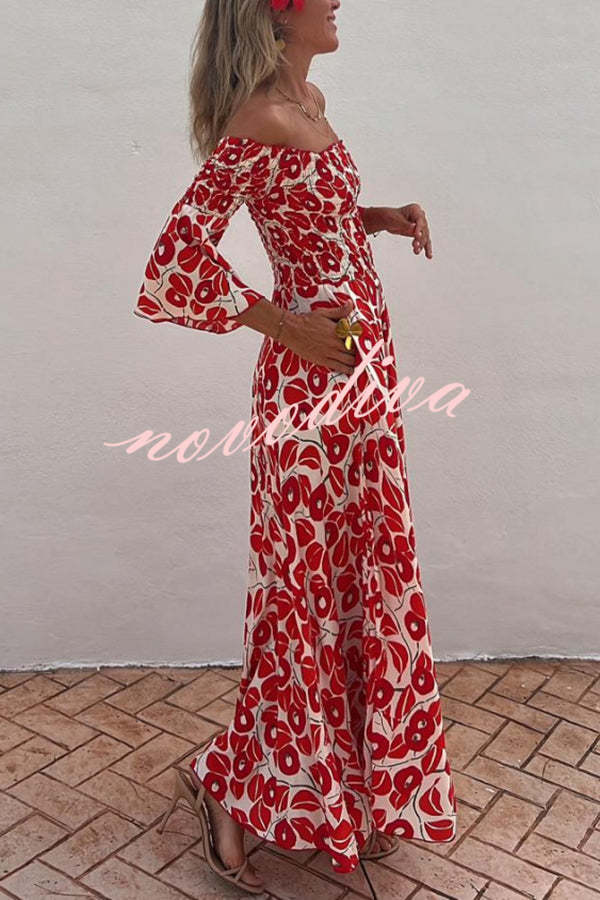 Floral Smocked Off-Shoulder Maxi Dress
