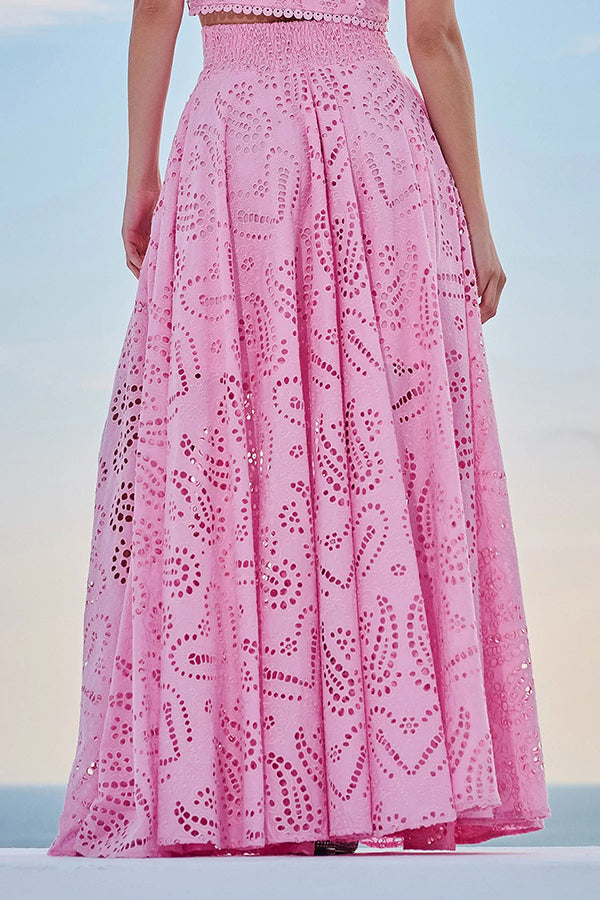 Embroidered Lace Maxi Skirt
