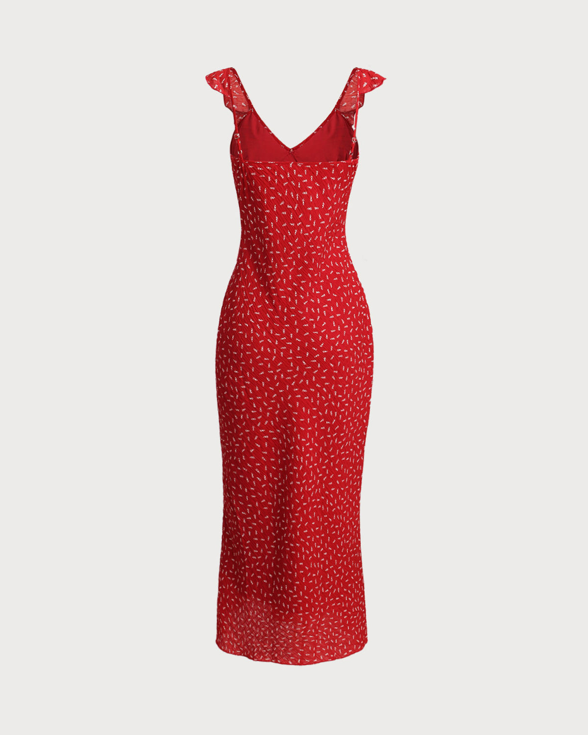 Red Floral Ruffle Dress