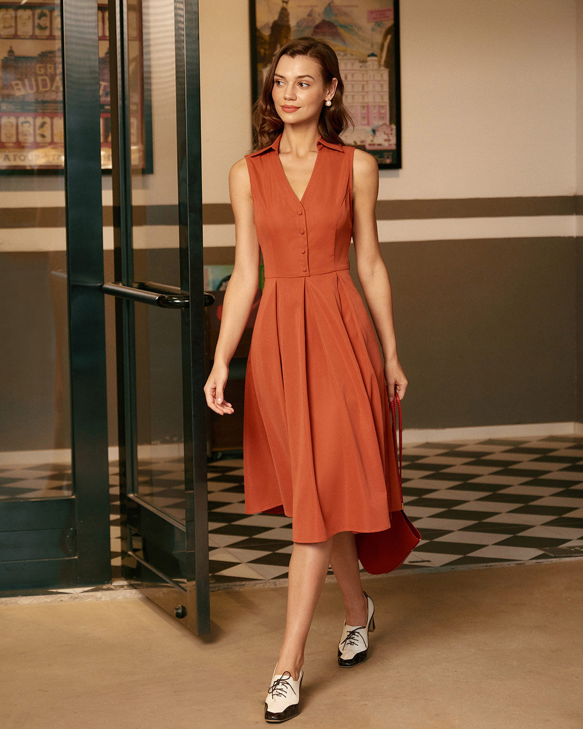 Chic Red Button Dress