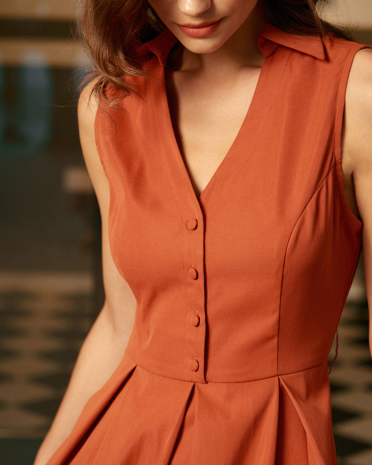 Chic Red Button Dress