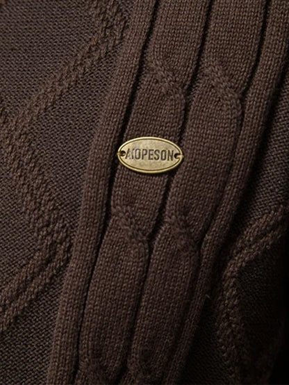 Geometric Jacquard Cardigan with Shawl Collar