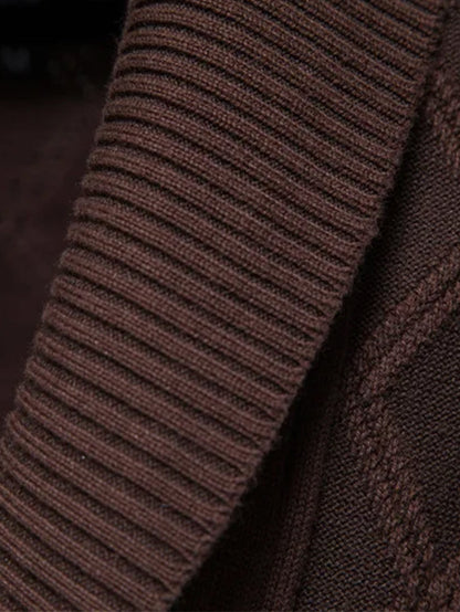 Geometric Jacquard Cardigan with Shawl Collar