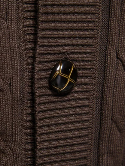 Geometric Jacquard Cardigan with Shawl Collar