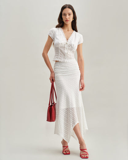 White Flutter Sleeve Blouse