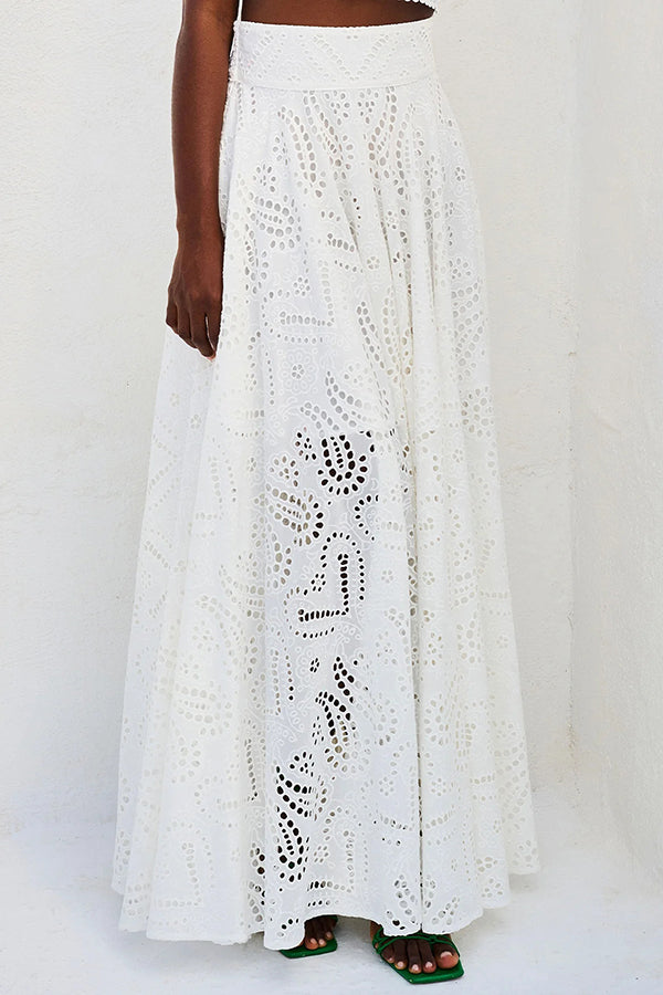 Embroidered Lace Maxi Skirt