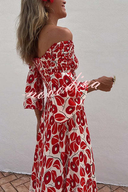 Floral Smocked Off-Shoulder Maxi Dress