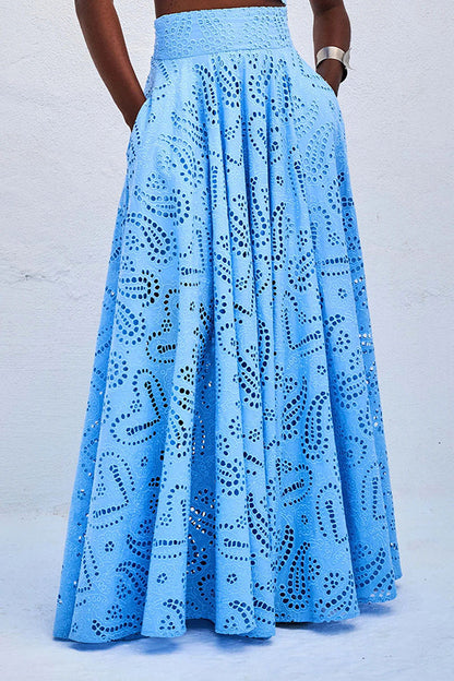 Embroidered Lace Maxi Skirt