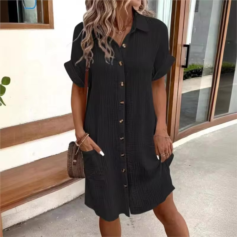 Linen Pocket Shirt Dress