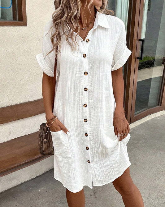 Linen Pocket Shirt Dress
