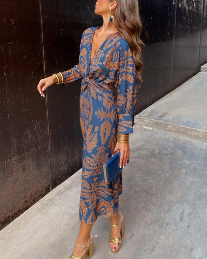 Vintage V-neck Elegant Dress