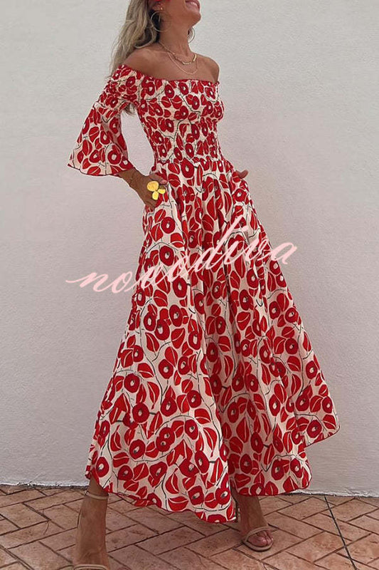 Floral Smocked Off-Shoulder Maxi Dress