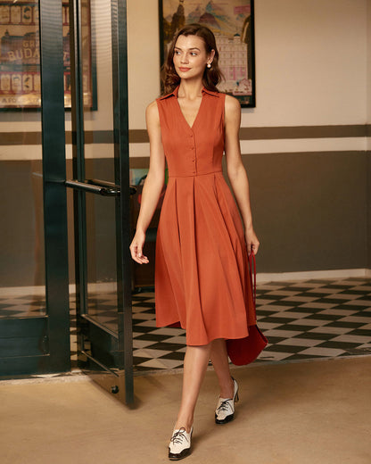 Chic Red Button Dress